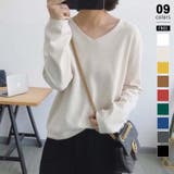 アイボリー | Vネックニット シンプルニット オフィスカジュアル | COCOMOMO