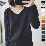 ブラック | Vネックニット シンプルニット オフィスカジュアル | COCOMOMO