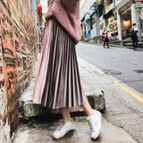 再入荷 配色ベロアプリーツスカート バイカラースカート | COCOMOMO | 詳細画像16