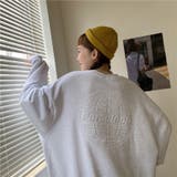 立体ロゴ長袖ラウンドネック ゆったりスウェット英語プリントトレーナー 可愛い | COCOMOMO | 詳細画像12