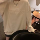 立体ロゴ長袖ラウンドネック ゆったりスウェット英語プリントトレーナー 可愛い | COCOMOMO | 詳細画像15