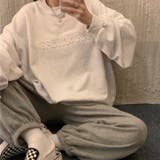 立体ロゴ長袖ラウンドネック ゆったりスウェット英語プリントトレーナー 可愛い | COCOMOMO | 詳細画像17