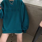 立体ロゴ長袖ラウンドネック ゆったりスウェット英語プリントトレーナー 可愛い | COCOMOMO | 詳細画像6