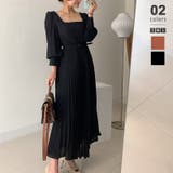 ブラック | ワンピース ブリーツマキシワンピース 長袖ロングワンピース | COCOMOMO