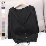 ブラック | シアーカーディガン サマーカーディガン フード付き | COCOMOMO