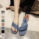 ブルー | ぺたんこサンダル ローヒールトングサンダル サンダル | COCOMOMO