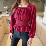 ギャザーチュニック 春ブラウス オフショルトップス | COCOMOMO | 詳細画像19 