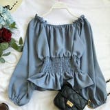 ギャザーチュニック 春ブラウス オフショルトップス | COCOMOMO | 詳細画像5 