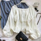 ホワイト | ギャザーチュニック 春ブラウス オフショルトップス | COCOMOMO