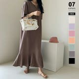 ブラウン | ティアードフレアワンピース ロングワンピース キーネック | COCOMOMO