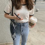 レディース ショート丈 ポリエステル ニットTシャツ 夏 | COCOMOMO | 詳細画像6