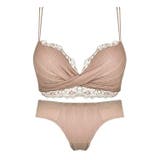 ヌーディーカラー | ブラジャーショーツセット レースダブルストラップランジェリー ブラジャー | COCOMOMO
