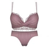 ピンク | ブラジャーショーツセット レースダブルストラップランジェリー ブラジャー | COCOMOMO