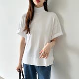 ハイネックTシャツ 半袖カットソー コットンT | COCOMOMO | 詳細画像17 