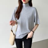 ハイネックTシャツ 半袖カットソー コットンT | COCOMOMO | 詳細画像24 