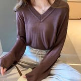 コーヒー | 春長袖ニット Vネックニット レディース | COCOMOMO