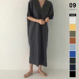 ダークグレー | コットンリネンワンピース 夏ワンピース Vネックロングワンピース | COCOMOMO