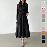 ブラック | プリーツワンピース ロングワンピース オフィスカジュアル | COCOMOMO