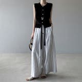 ストライプパンツ ワイドパンツ コットンリネン | COCOMOMO | 詳細画像10 