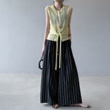 ストライプパンツ ワイドパンツ コットンリネン | COCOMOMO | 詳細画像12 