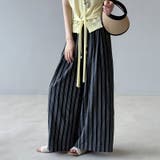 ストライプパンツ ワイドパンツ コットンリネン | COCOMOMO | 詳細画像13 