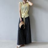 ストライプパンツ ワイドパンツ コットンリネン | COCOMOMO | 詳細画像14 