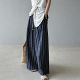 ストライプパンツ ワイドパンツ コットンリネン | COCOMOMO | 詳細画像3 