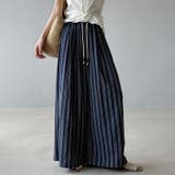 ストライプパンツ ワイドパンツ コットンリネン | COCOMOMO | 詳細画像5 