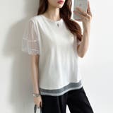 チュールレイヤードtシャツ パフスリーブ 半袖カットソー | COCOMOMO | 詳細画像2 