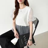 チュールレイヤードtシャツ パフスリーブ 半袖カットソー | COCOMOMO | 詳細画像6 