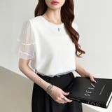 チュールレイヤードtシャツ パフスリーブ 半袖カットソー | COCOMOMO | 詳細画像8 