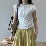 アシンメトリートップス フレンチスリーブ Tシャツ | COCOMOMO | 詳細画像6 