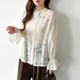 前後2way ジャガードブラウス シフォンブラウス | COCOMOMO | 詳細画像11 