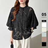 ブラック | 前後2way ジャガードブラウス シフォンブラウス | COCOMOMO