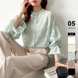 ライトグリーン | 前後2way ジャガードブラウス シフォンブラウス | COCOMOMO