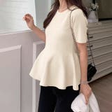 ペプラムトップス サマーニット オフィスカジュアル | COCOMOMO | 詳細画像12 