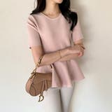 ペプラムトップス サマーニット オフィスカジュアル | COCOMOMO | 詳細画像3 