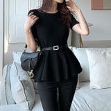 ペプラムトップス サマーニット オフィスカジュアル | COCOMOMO | 詳細画像6 