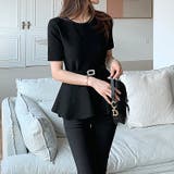 ペプラムトップス サマーニット オフィスカジュアル | COCOMOMO | 詳細画像7 