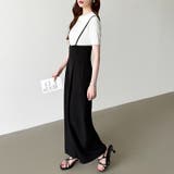 サロペットパンツ ハイウエスト ワイドパンツ | COCOMOMO | 詳細画像32 