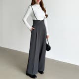 サロペットパンツ ハイウエスト ワイドパンツ | COCOMOMO | 詳細画像3 