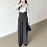 サロペットパンツ ハイウエスト ワイドパンツ | COCOMOMO | 詳細画像9 