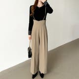 サロペットパンツ ハイウエスト ワイドパンツ | COCOMOMO | 詳細画像19 