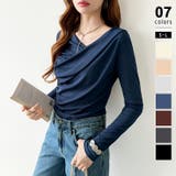 ネイビー | オフショルダードレープトップス オフショルダー シアートップス | COCOMOMO