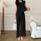 フリルショルダーティアードセットアップ パンツセットアップ セットアップ夏 | COCOMOMO | 詳細画像14 