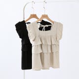 フリルショルダーティアードセットアップ パンツセットアップ セットアップ夏 | COCOMOMO | 詳細画像16 