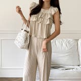 フリルショルダーティアードセットアップ パンツセットアップ セットアップ夏 | COCOMOMO | 詳細画像5 