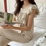 フリルショルダーティアードセットアップ パンツセットアップ セットアップ夏 | COCOMOMO | 詳細画像8 