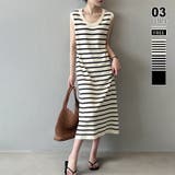 ボーダーベージュ | ノースリーブワンピース ボーダーワンピース 夏ワンピース | COCOMOMO