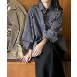 ストライプシャツ オーバーサイズ カラーシャツ | COCOMOMO | 詳細画像10 